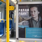 "Farah fährt - sie ist nich zu bremsen" Plakat in DIN A4 Größe in der Bahn