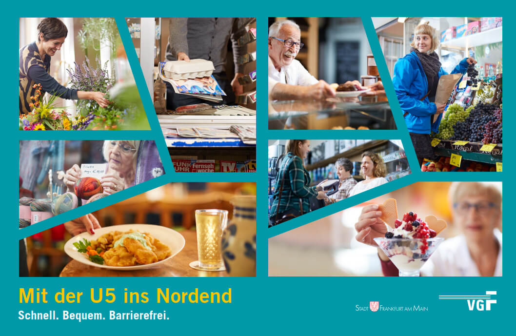 Plakat "Mit der U5 ins Nordend" mit Bilder-Collage
